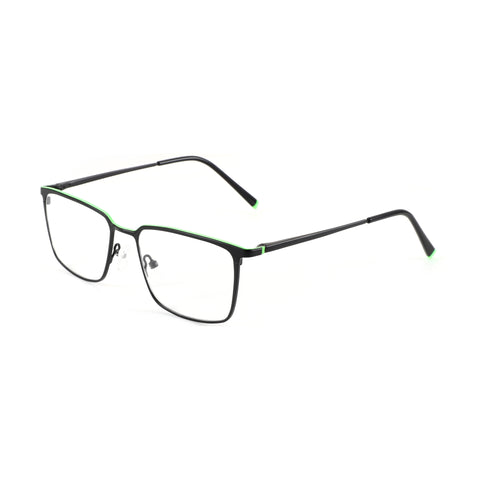Zenottic Eyeglasses Tony black metal frame with green accents