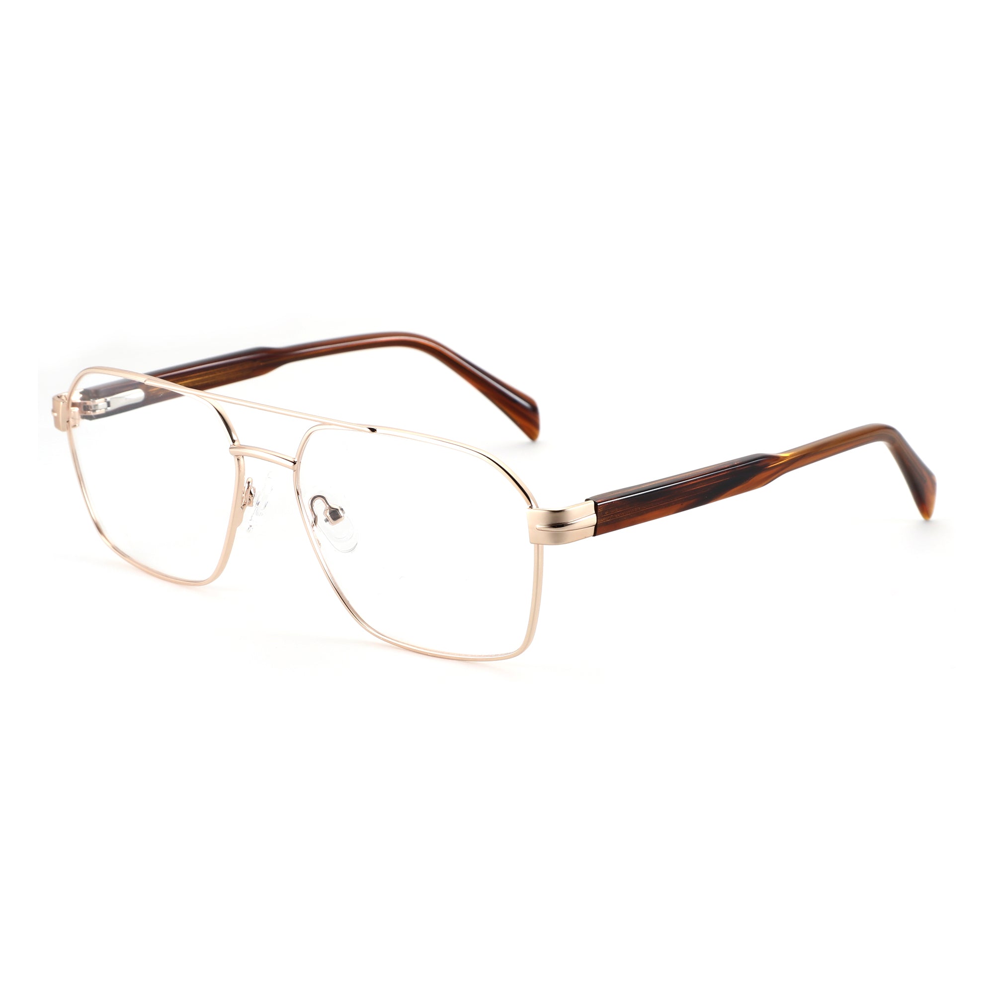 Zenottic Borg aviator eyeglasses with gold metal frame and tortoiseshell temples.