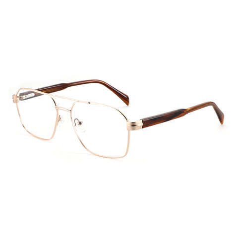 Zenottic Borg aviator eyeglasses with gold metal frame and tortoiseshell temples.