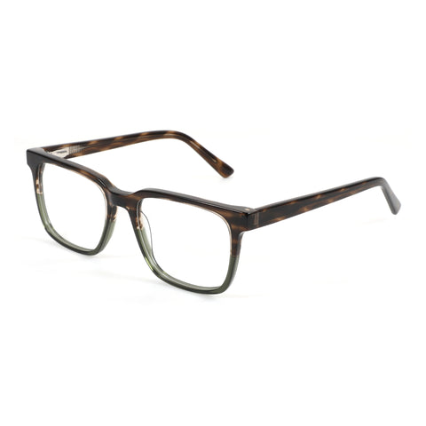 Zenottic Eyeglasses Virgil rectangular acetate frames with tortoiseshell and olive green accents.