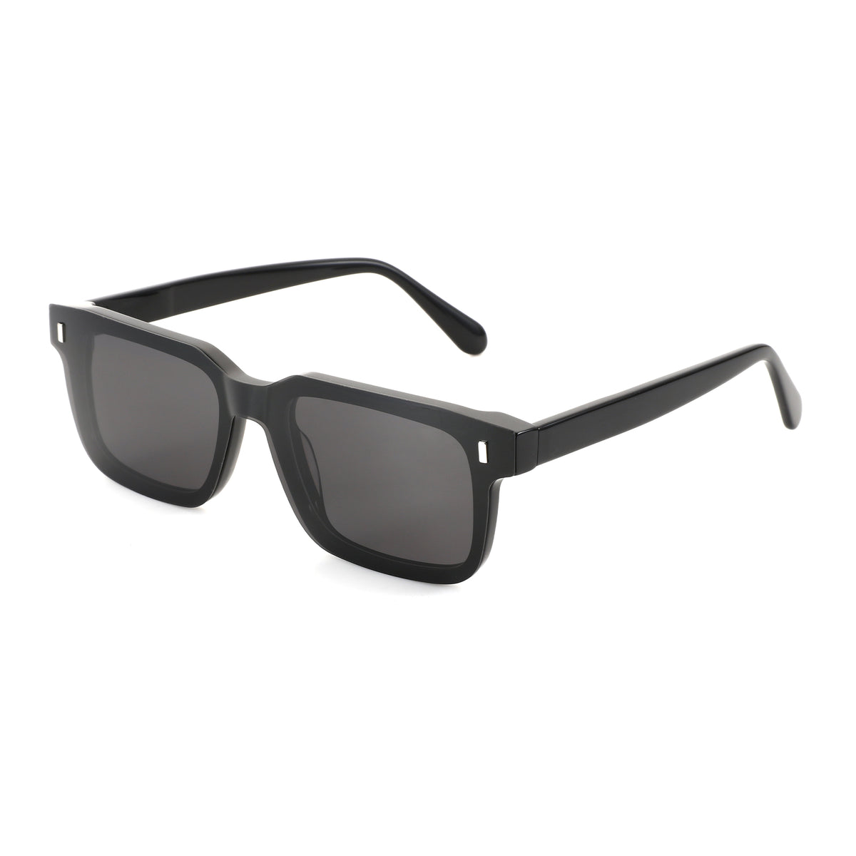 Zenottic Egbert men's black acetate square sunglasses with dark gray UV protection resin lenses.