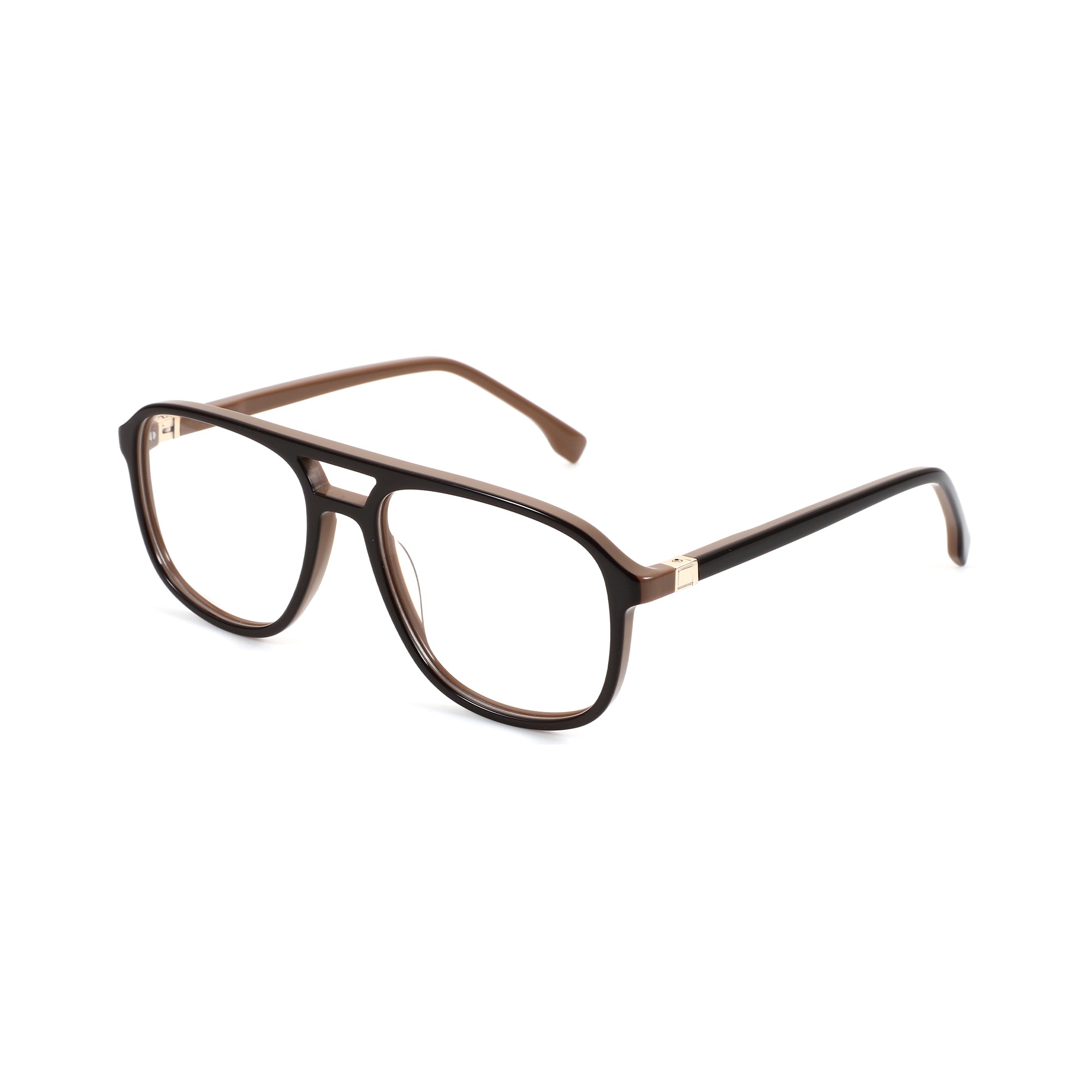 Zenottic Seth aviator eyeglasses with black acetate frame and brown accents