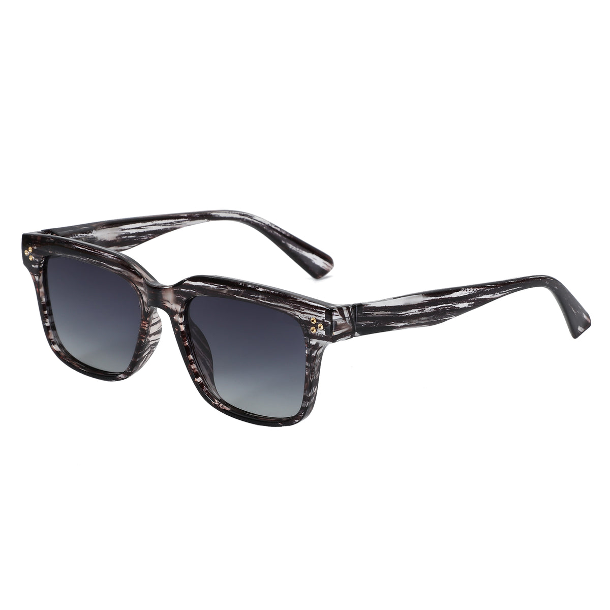 Zenottic sunglasses, square frame with marbled design, gray gradient lenses, trendy eyewear