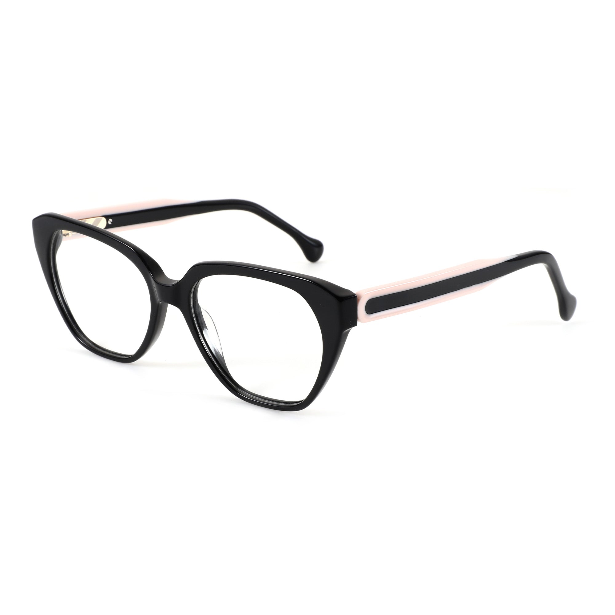 Zenottic Eyeglasses Heloise black acetate cat eye frame with pink temple accents