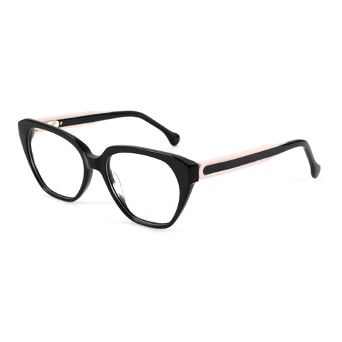 Zenottic Eyeglasses Heloise black acetate cat eye frame with pink temple accents