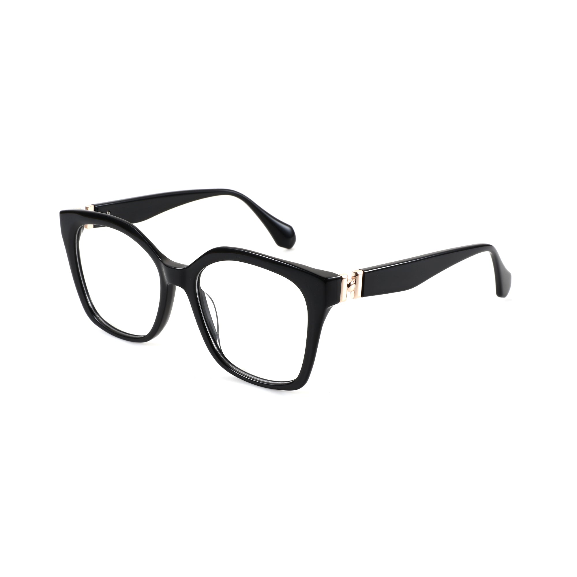 Zenottic Arden black acetate cat-eye eyeglasses with gold temple accents