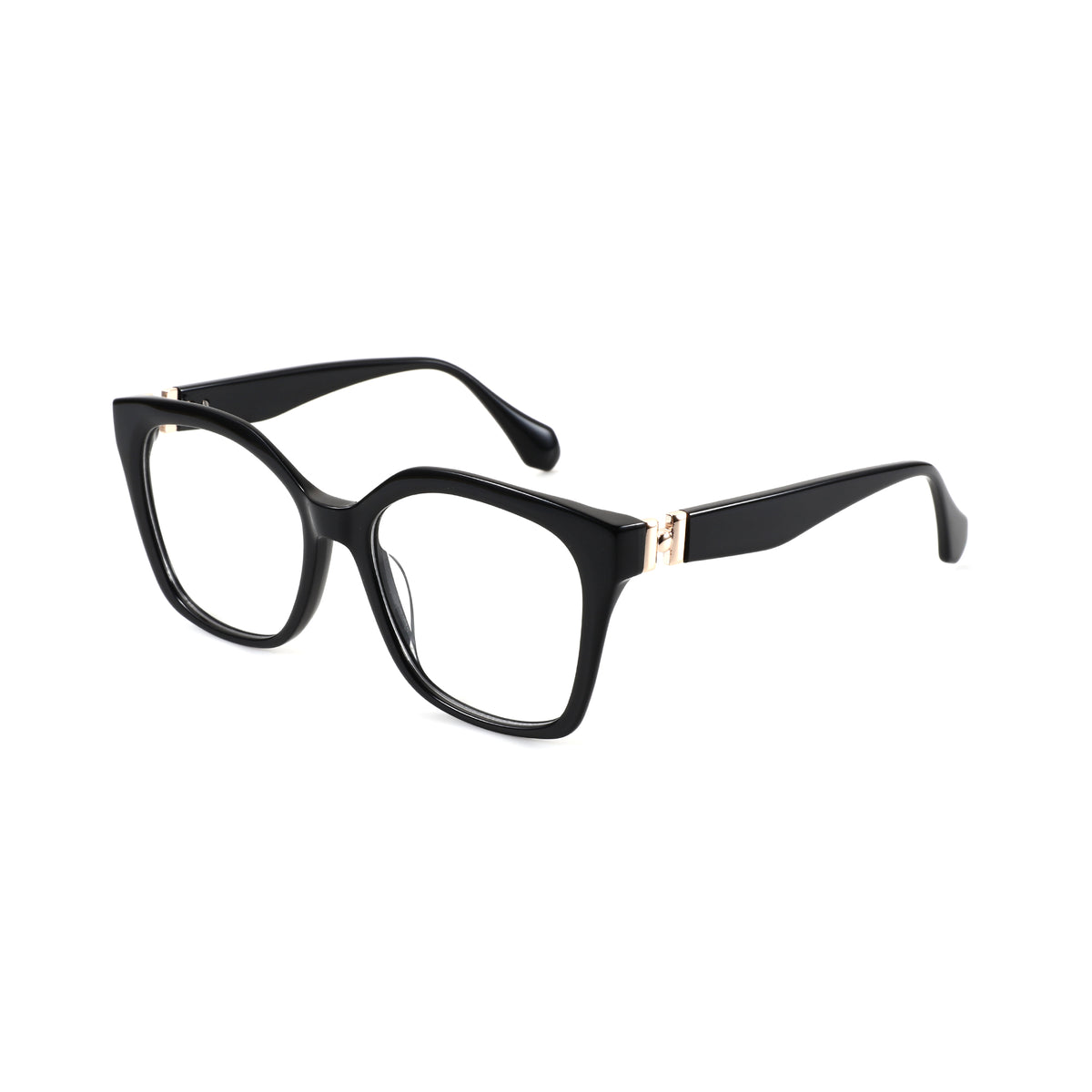 Zenottic Arden black acetate cat-eye eyeglasses with gold temple accents