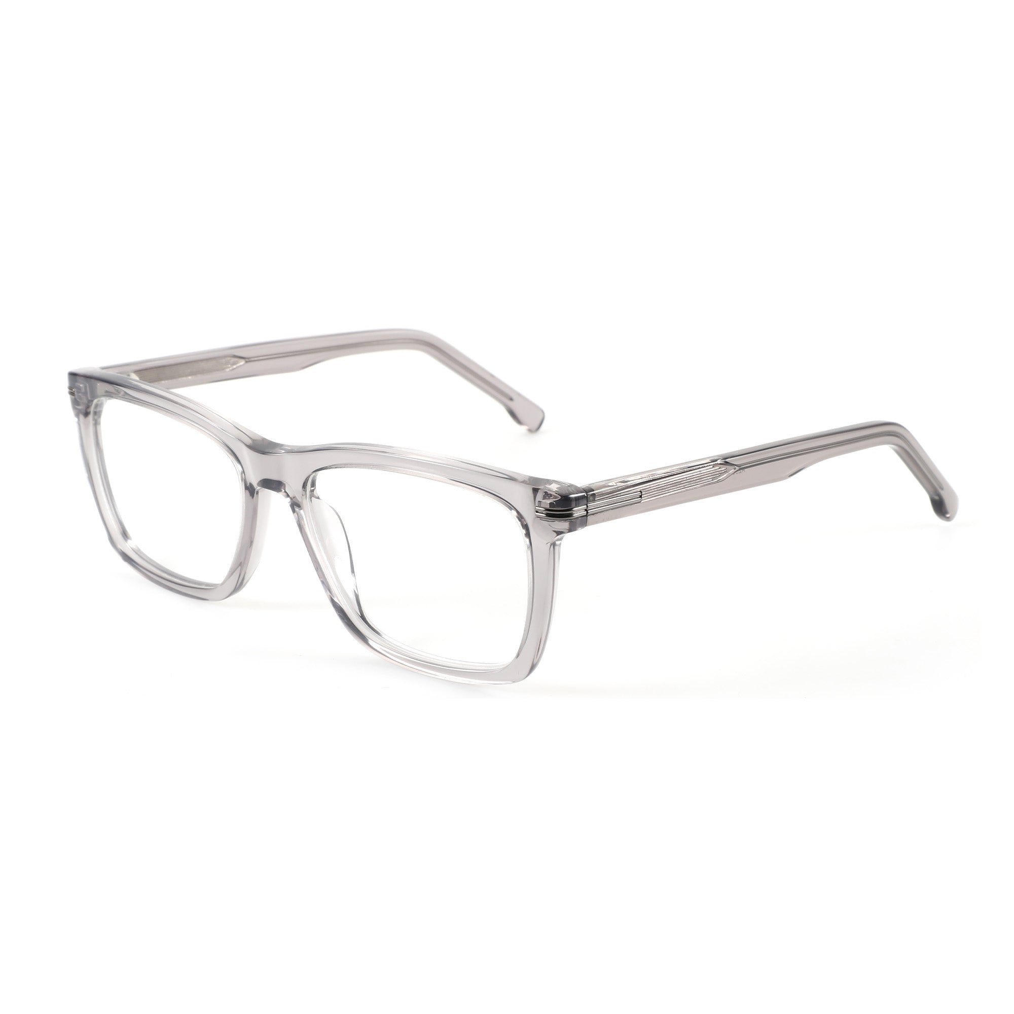 Zenottic Upton eyeglasses with clear acetate frame, square lenses, and subtle temple detailing.