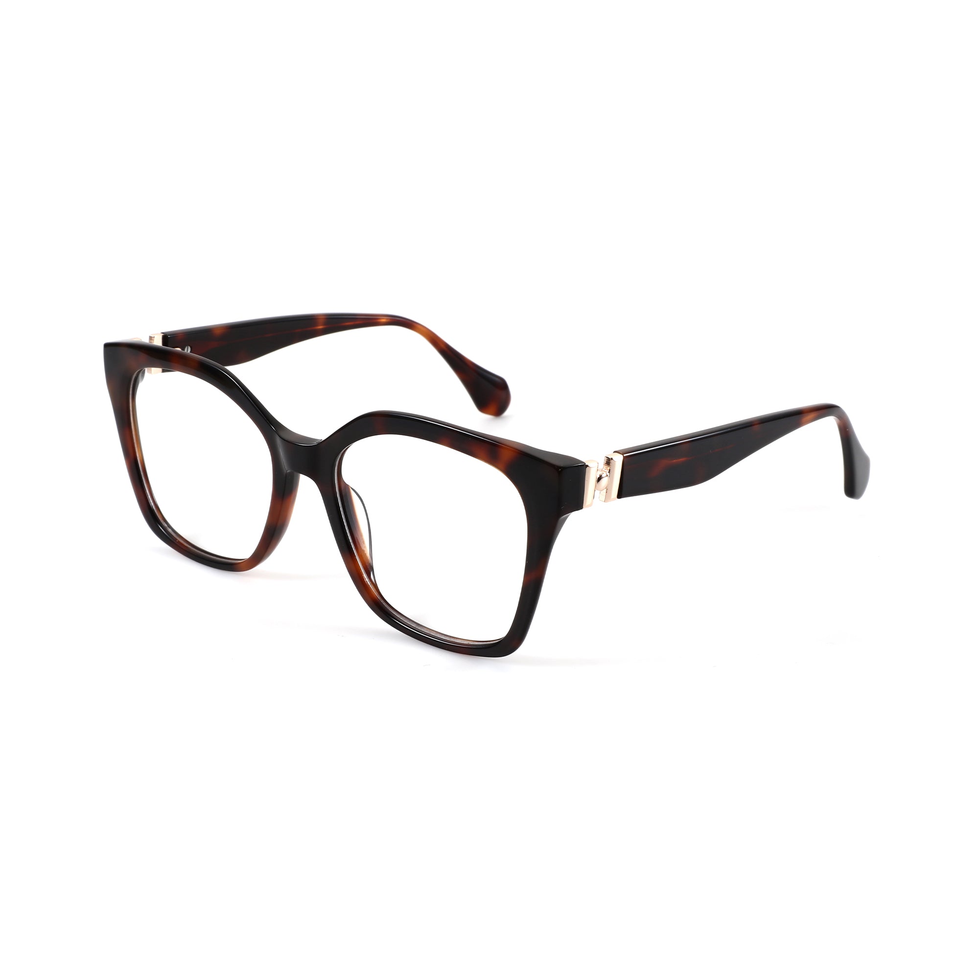 Zenottic Arden eyeglasses with tortoise shell acetate frames and gold accents on the temples.