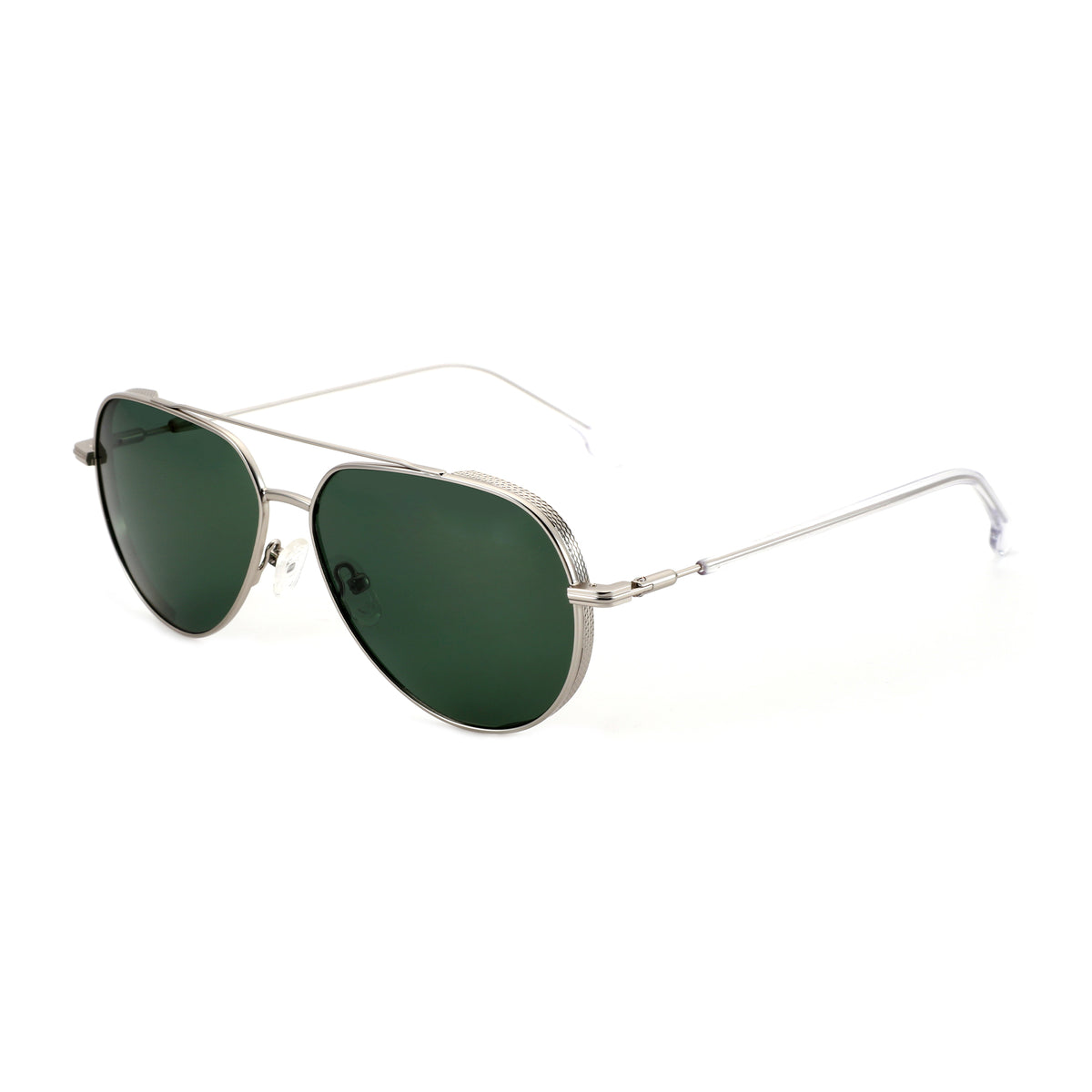 Zenottic Malcolm Aviator Sunglasses with Silver Frame and Green Lenses