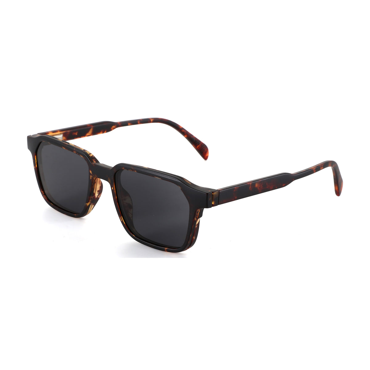 Zenottic Davey sunglasses with tortoise shell frame and square black lenses, UV protection.