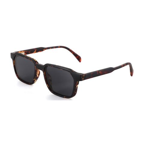 Zenottic Davey sunglasses with tortoise shell frame and square black lenses, UV protection.