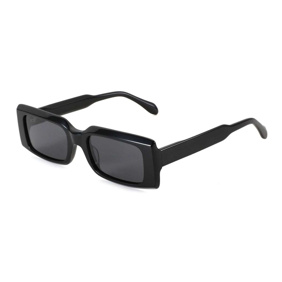 Zenottic Sheila black acetate frame rectangular sunglasses with dark lenses.