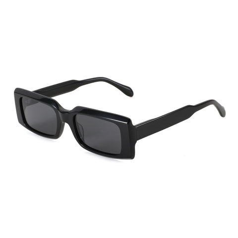 Zenottic Sheila black acetate frame rectangular sunglasses with dark lenses.