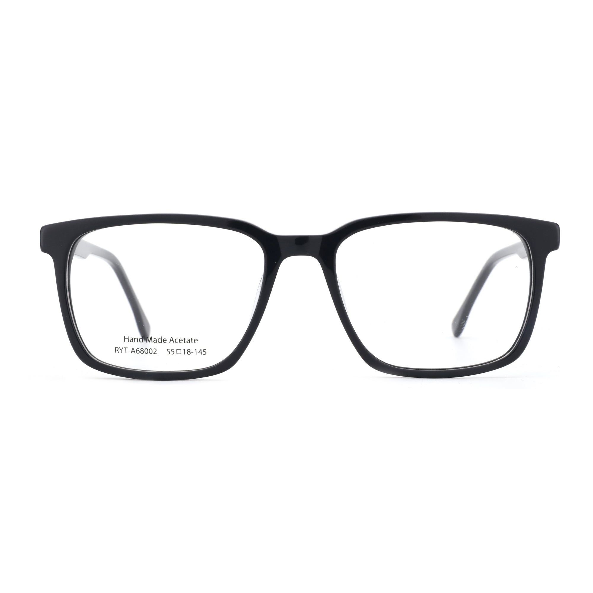 Zenottic Lucky Eyeglasses - Black square acetate frame eyeglasses with clear lenses