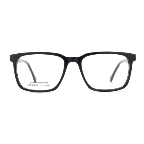 Zenottic Lucky Eyeglasses - Black square acetate frame eyeglasses with clear lenses