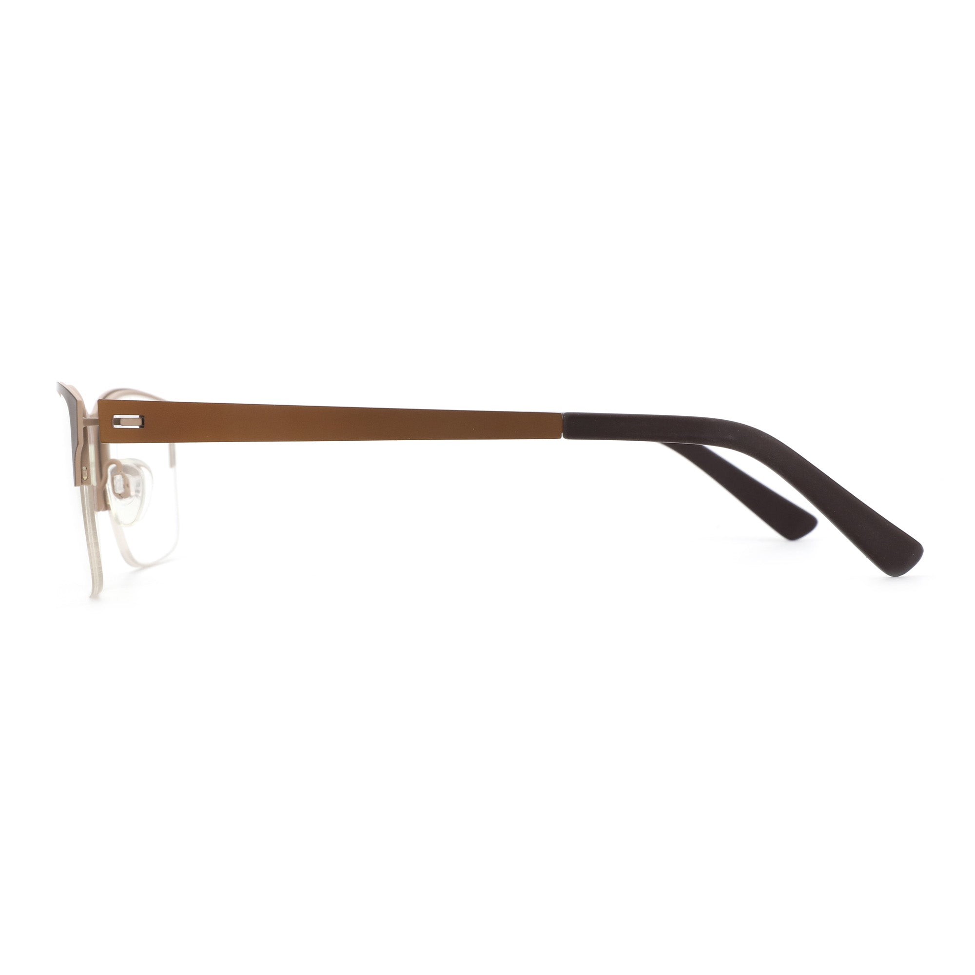 Zenottic Setlla eyeglasses with brown metal frame and dark brown temples.