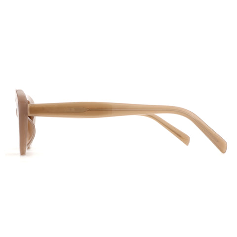 ZENOTTIC Sun Glasses Fairy sunglasses, beige chunky plastic frame, side view.