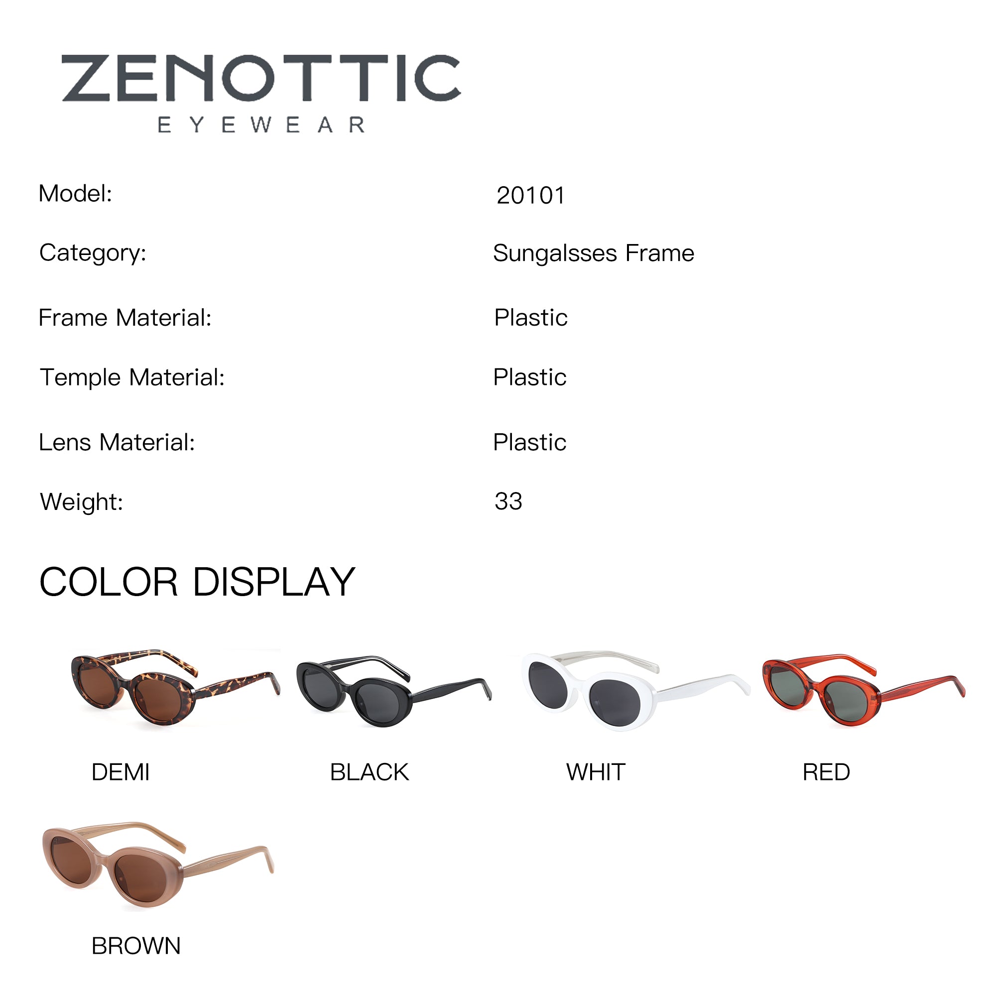 Zenottic vintage round sunglasses in demi, black, white, red, and brown colors.