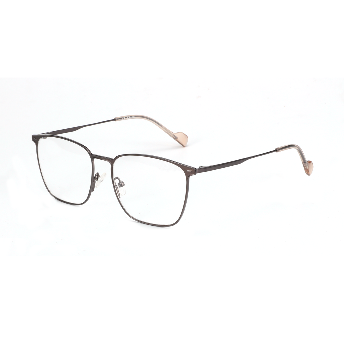 Zenottic Doroga square metal frame eyeglasses in brown with clear lenses, CE China.