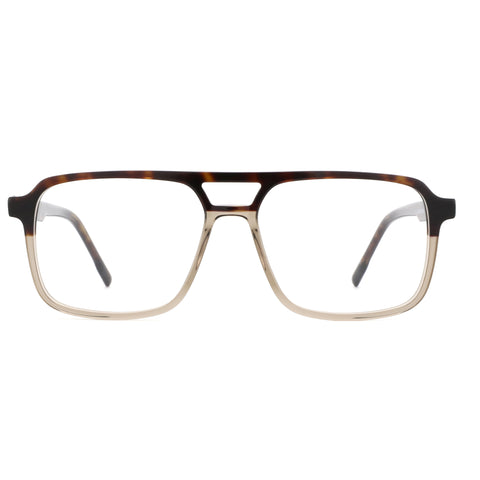 ZENOTTIC Matthew aviator eyeglasses with tortoiseshell acetate top frame and champagne lower rim.