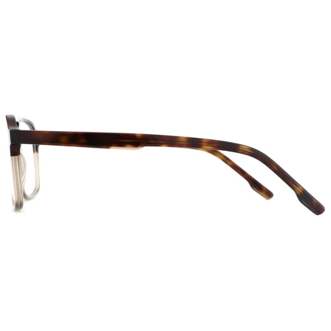 ZENOTTIC Matthew eyeglasses: tortoiseshell acetate temple connected to clear frame front.