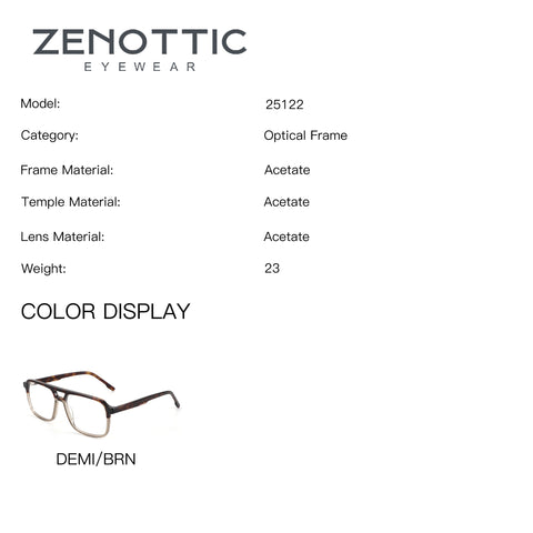 ZENOTTIC DEMI/BRN acetate aviator eyeglasses, model 25122