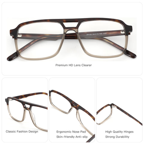ZENOTTIC Matthew eyeglasses: Tortoiseshell acetate casual aviator frame.