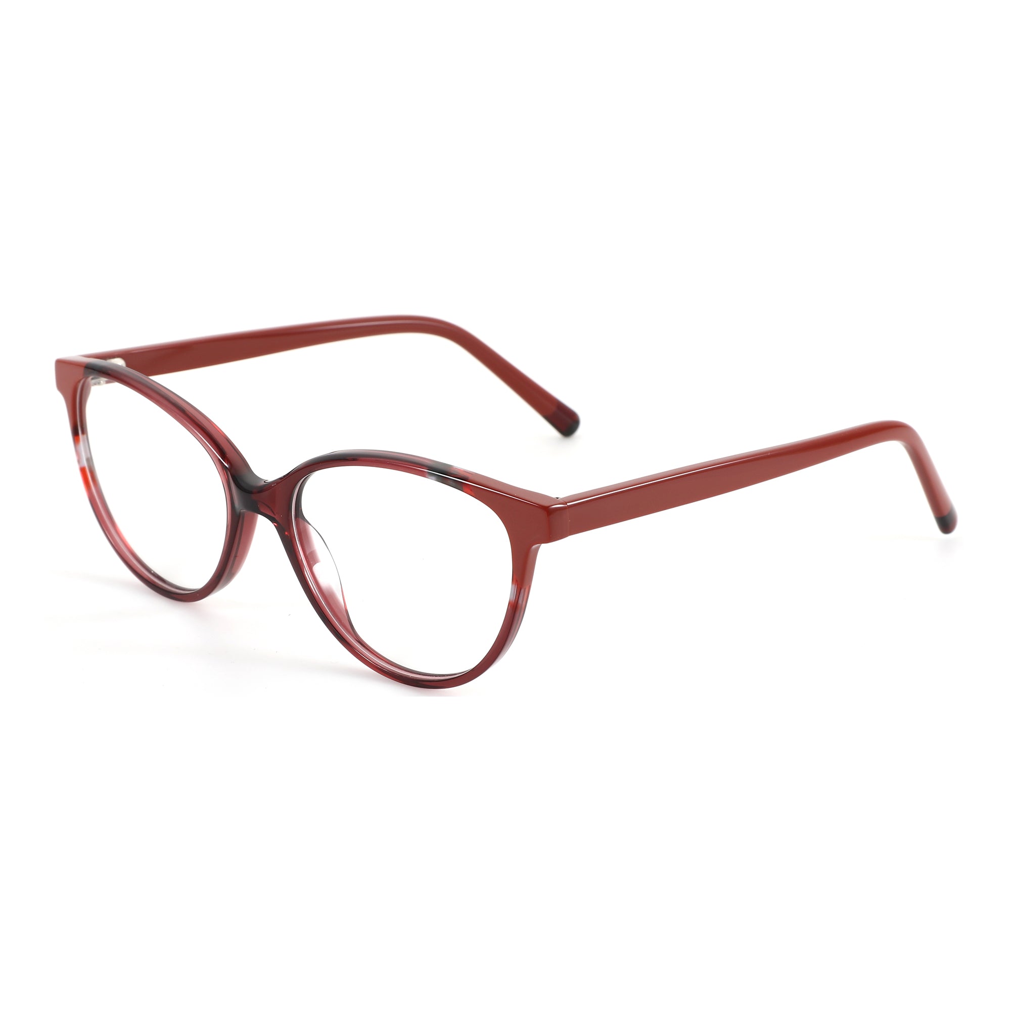ZENOTTIC Emily eyeglasses with cute red marbled acetate cat-eye frames.