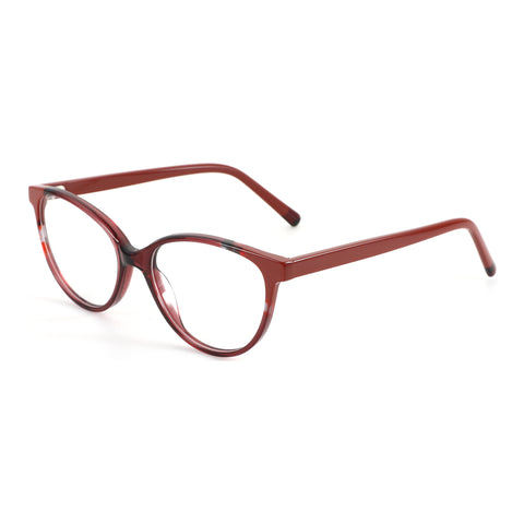ZENOTTIC Emily eyeglasses with cute red marbled acetate cat-eye frames.