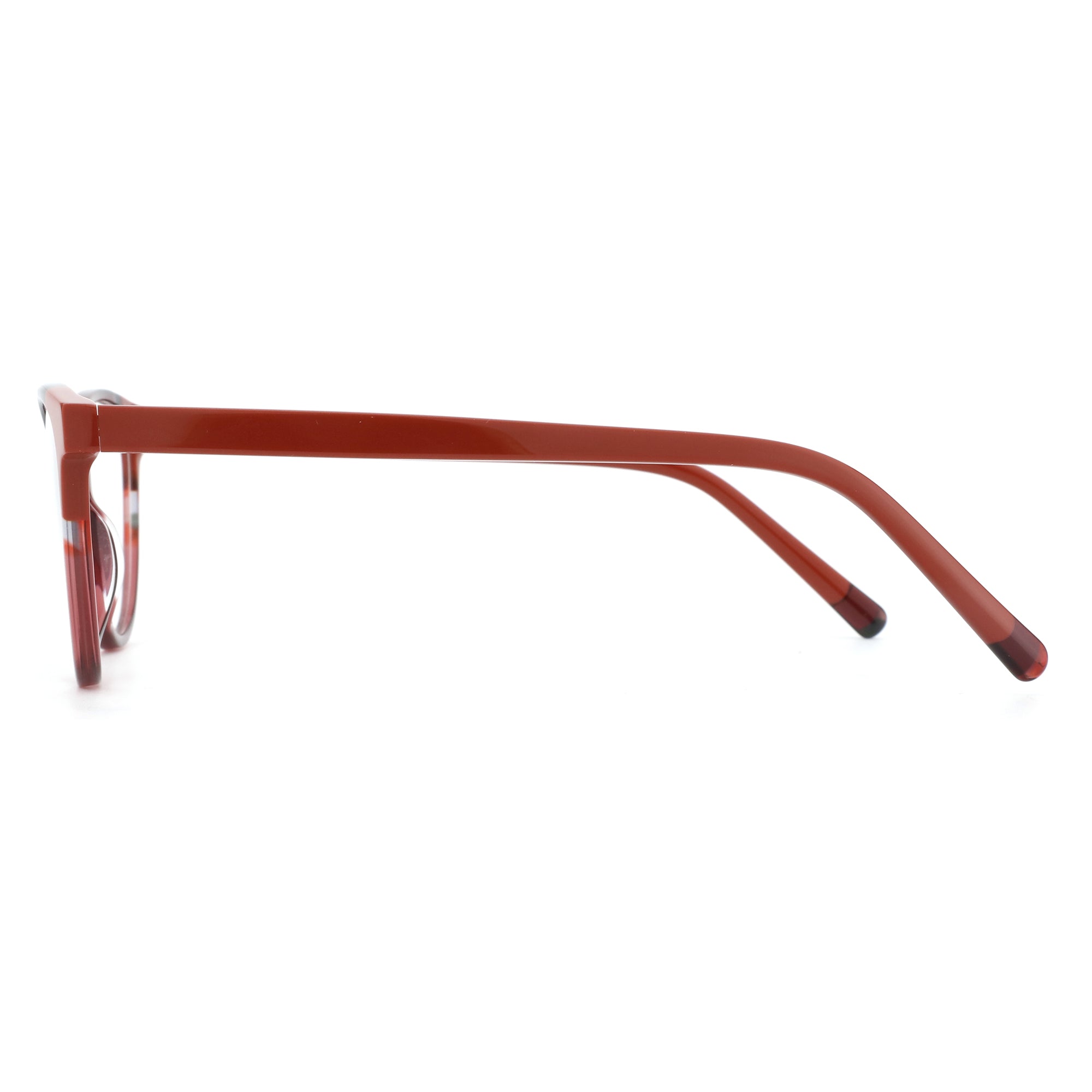 ZENOTTIC Emily eyeglasses: side view of tortoiseshell acetate frame.