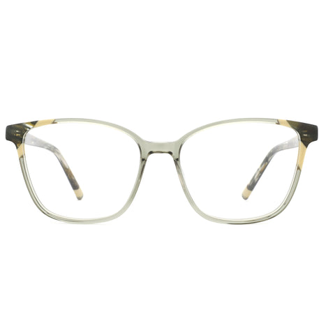 ZENOTTIC Kay eyeglasses with translucent grey acetate frame and tortoiseshell details.