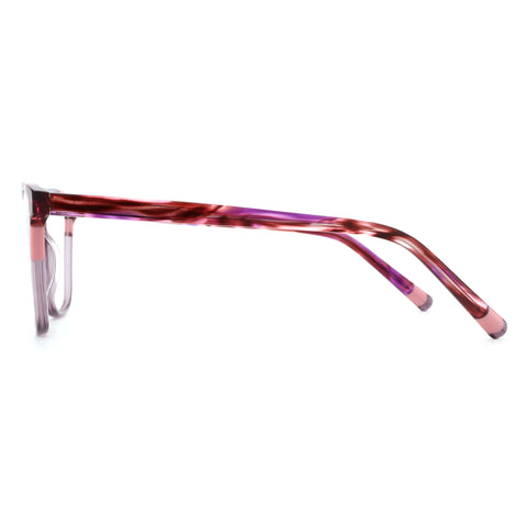 ZENOTTIC Kay eyeglasses in acetate with a marbled pink, purple, and burgundy frame.