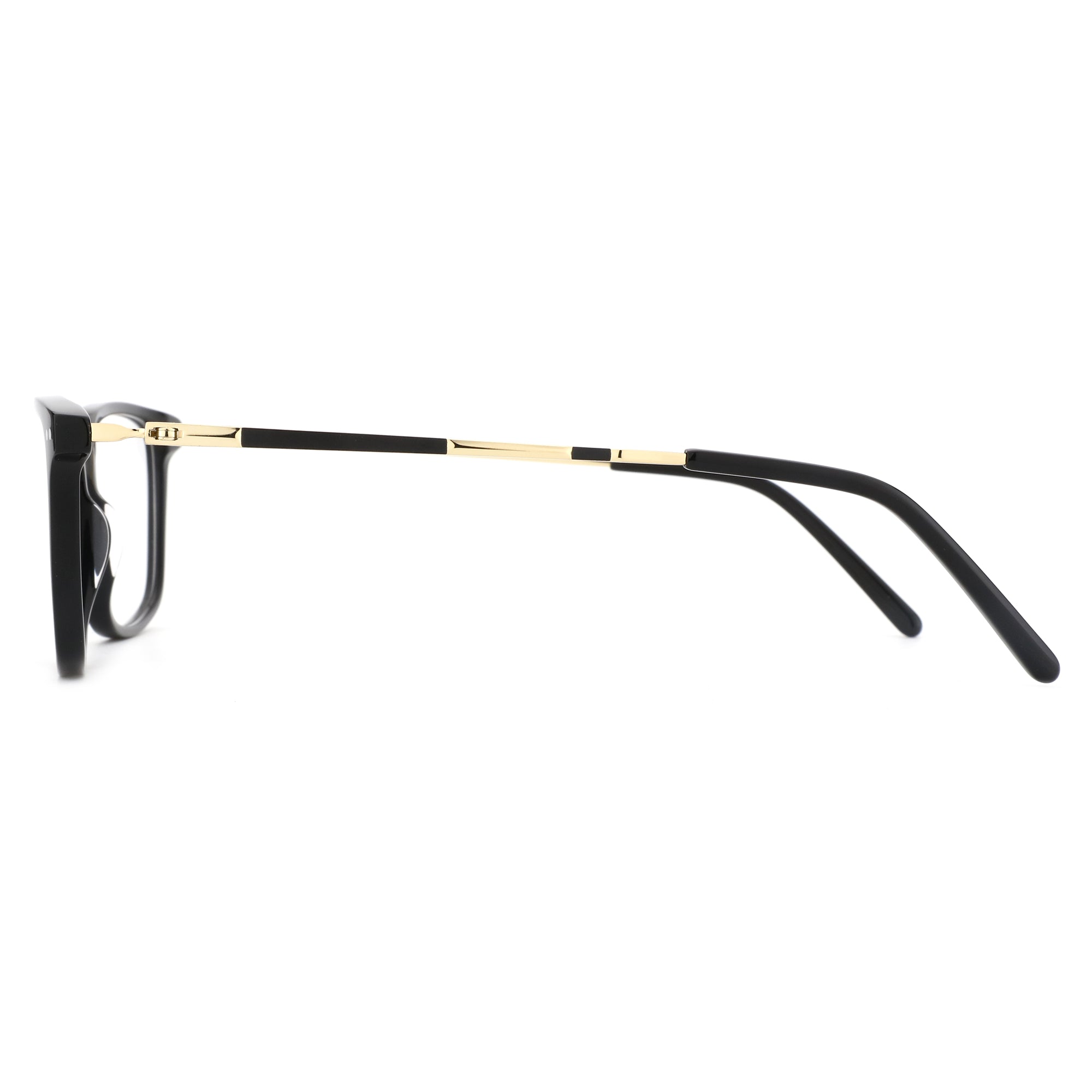 ZENOTTIC Joy black acetate eyeglasses with gold temple accents.