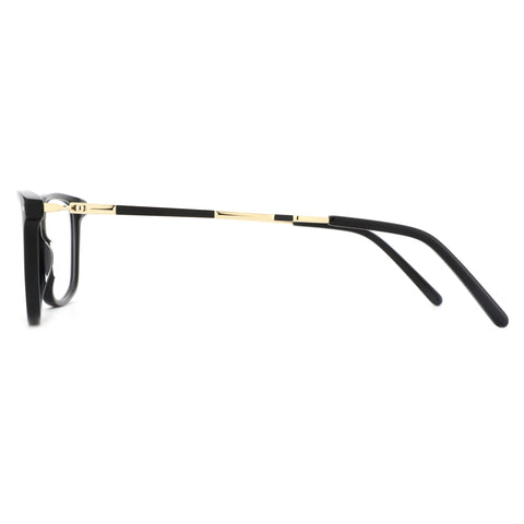 ZENOTTIC Joy black acetate eyeglasses with gold temple accents.