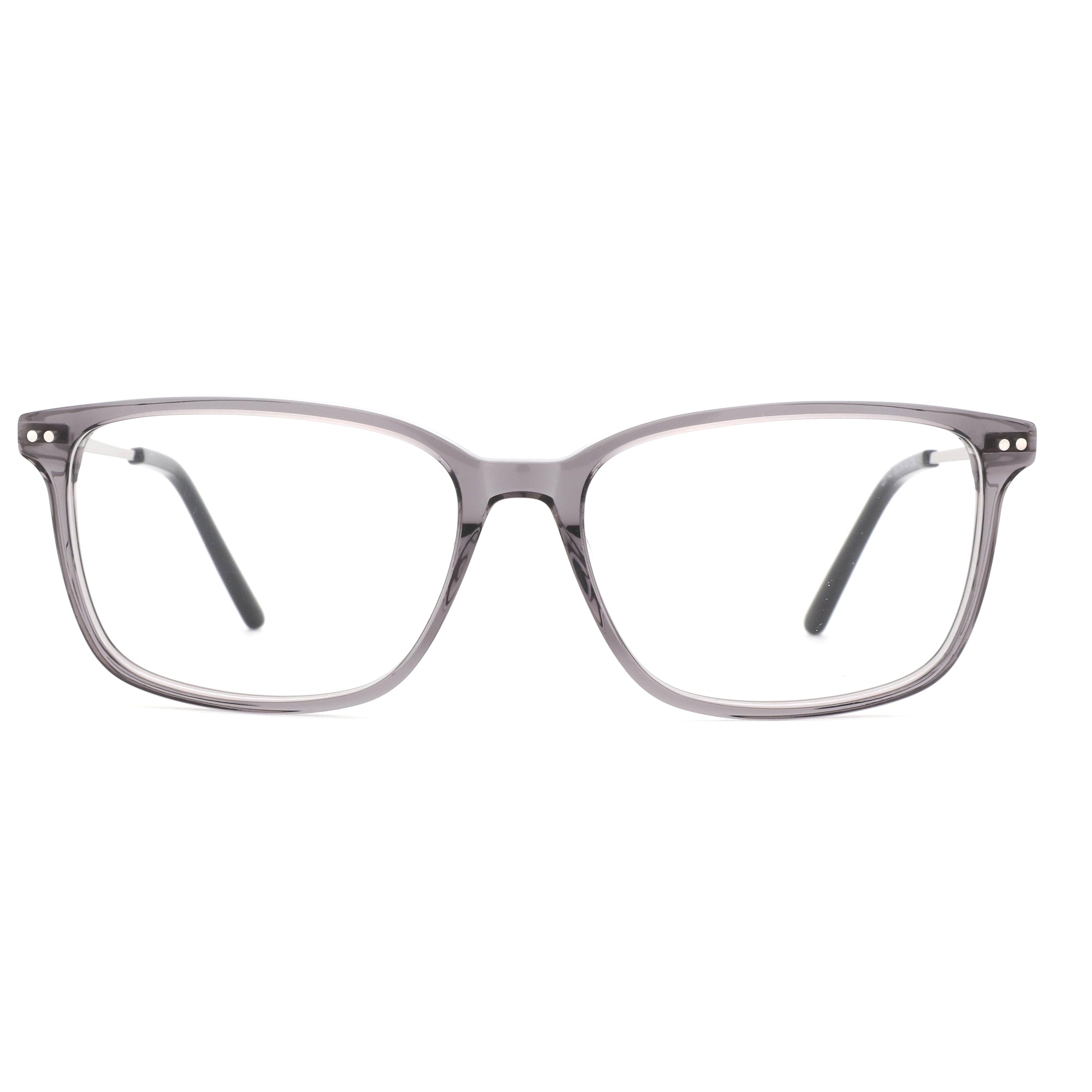 ZENOTTIC Eyeglasses Joy, transparent grey acetate frame with silver detail.