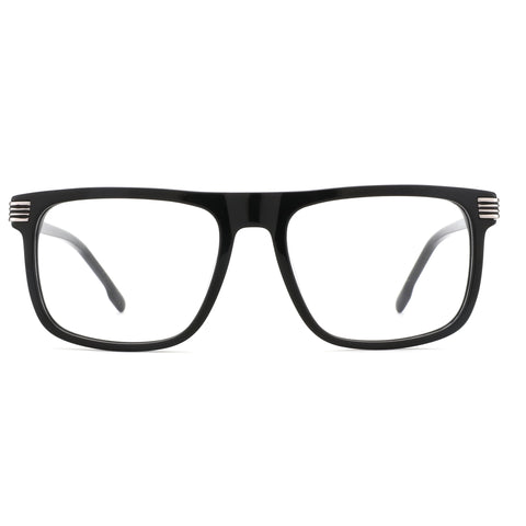 ZENOTTIC Clare black acetate square eyeglasses with silver temple accents.