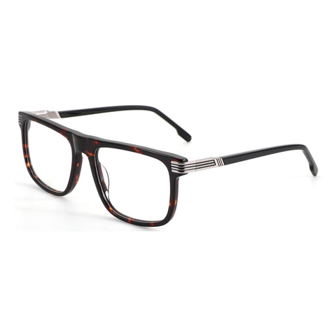 ZENOTTIC Clare eyeglasses: tortoiseshell acetate square frame, black temples, silver temple detail.