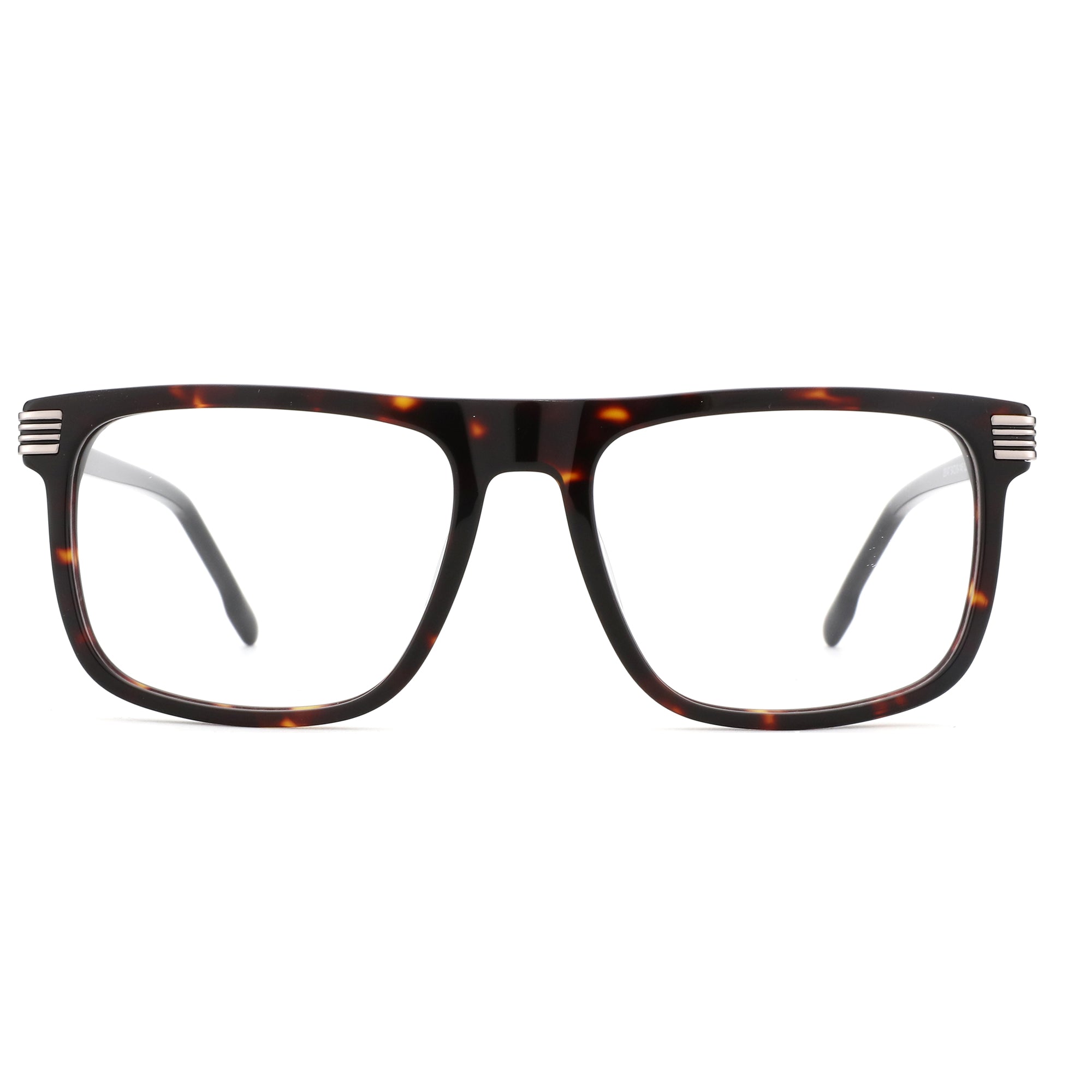 ZENOTTIC Clare eyeglasses: Square tortoiseshell acetate frame with silver temple accents.