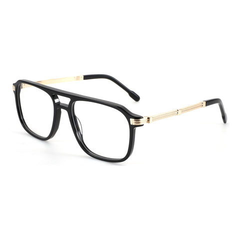 ZENOTTIC Eyeglasses Harrison: black acetate frame with gold patterned temples