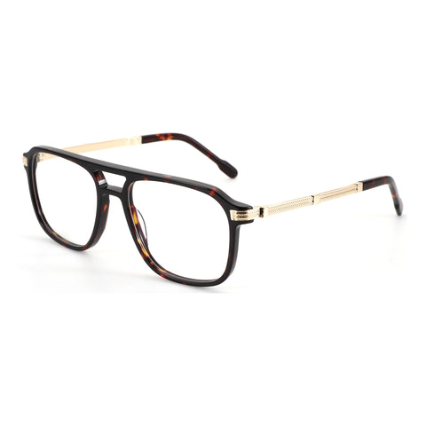 ZENOTTIC Eyeglasses Harrison tortoiseshell acetate frame with gold textured temples