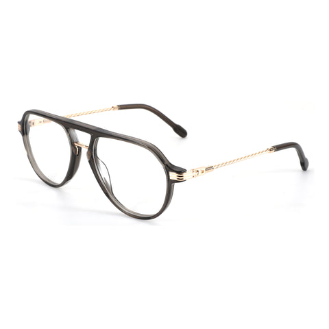 ZENOTTIC Bella aviator eyeglasses: grey acetate frame, gold twisted metal temples.