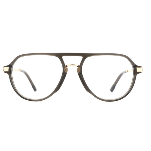ZENOTTIC Bella aviator eyeglasses with dark acetate frame and gold accents.