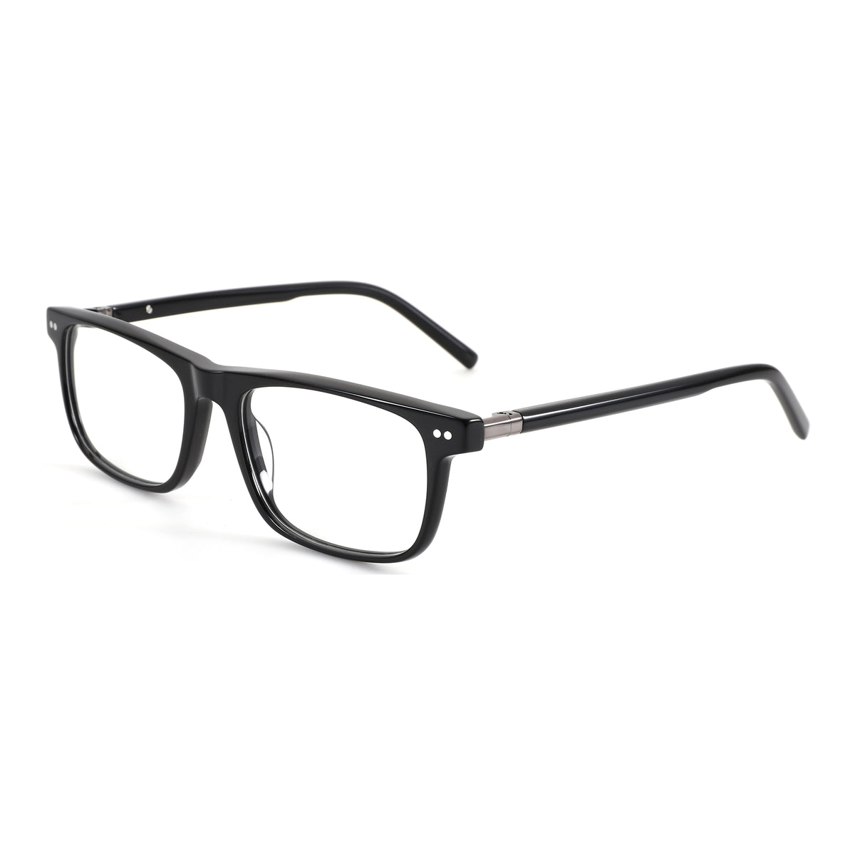 ZENOTTIC Caesar black acetate square eyeglasses with clear demo lenses.
