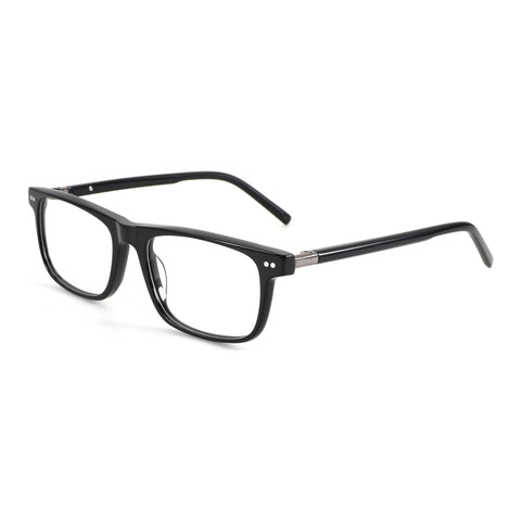 ZENOTTIC Caesar black acetate square eyeglasses with clear demo lenses.