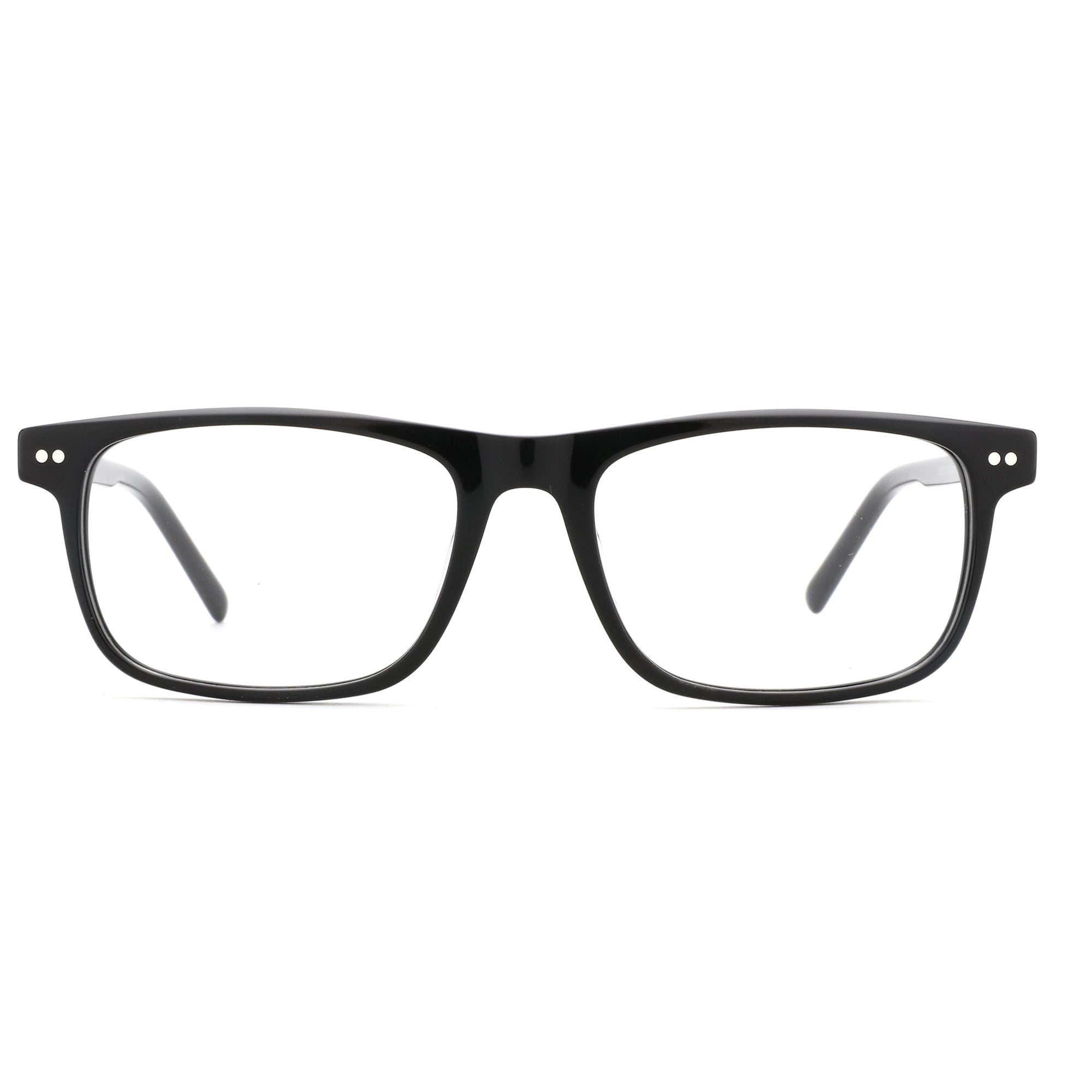 Zenottic Eyeglasses Caesar, black acetate square frame eyeglasses with clear demo lenses.