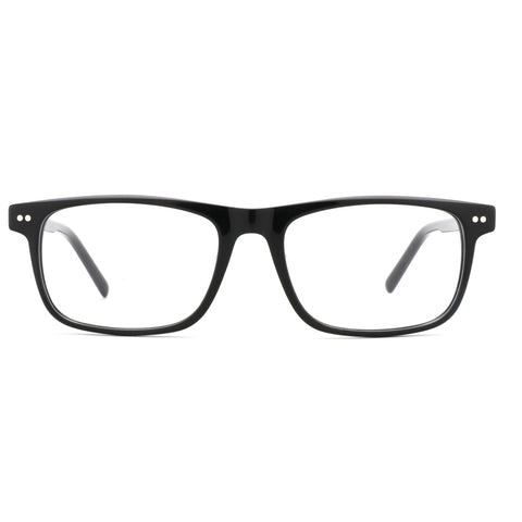 Zenottic Eyeglasses Caesar, black acetate square frame eyeglasses with clear demo lenses.