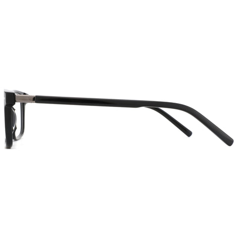 ZENOTTIC Caesar eyeglasses side view, black acetate square frame with metal hinge detail.
