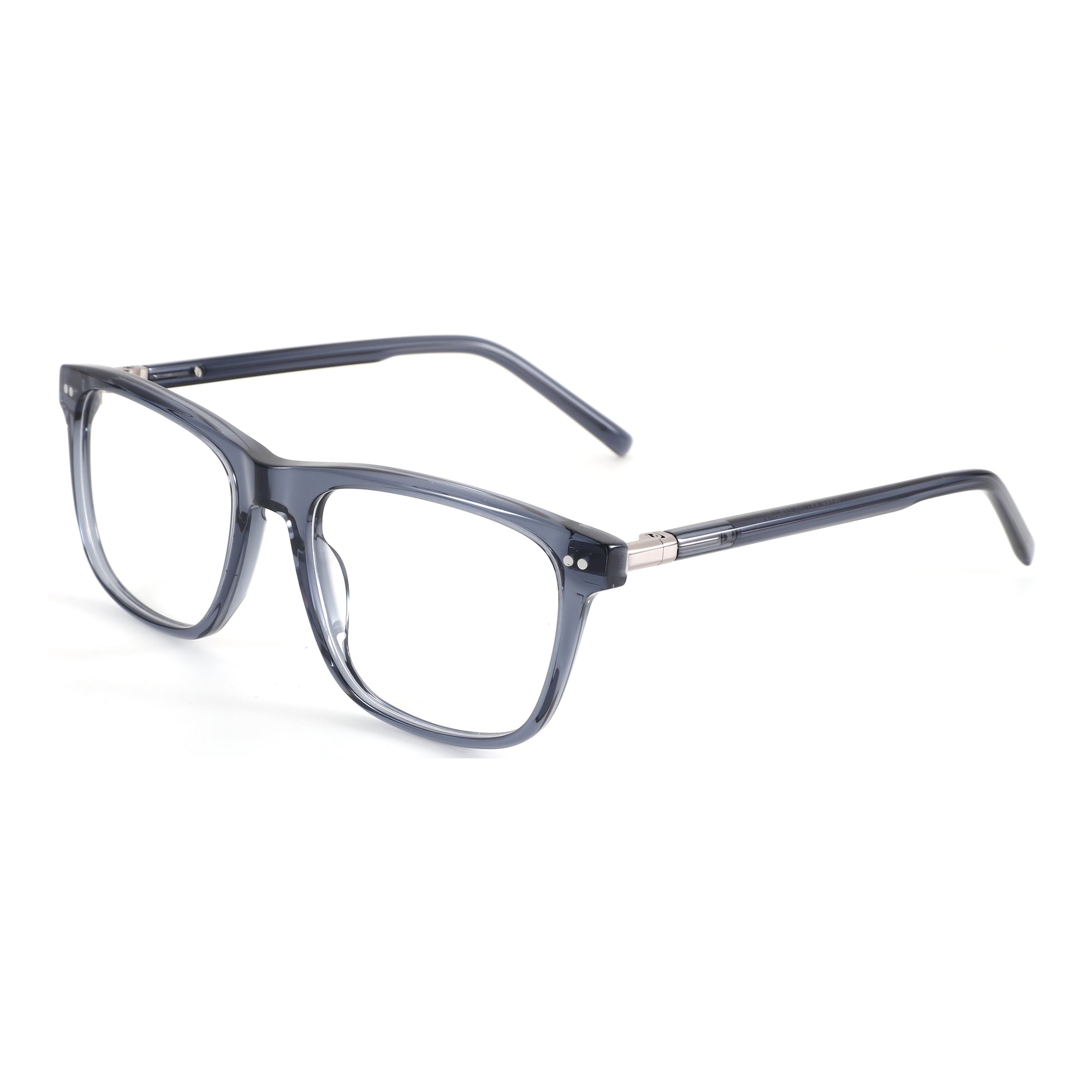 ZENOTTIC Dennis eyeglasses: dark grey acetate square frame with clear demo lenses.