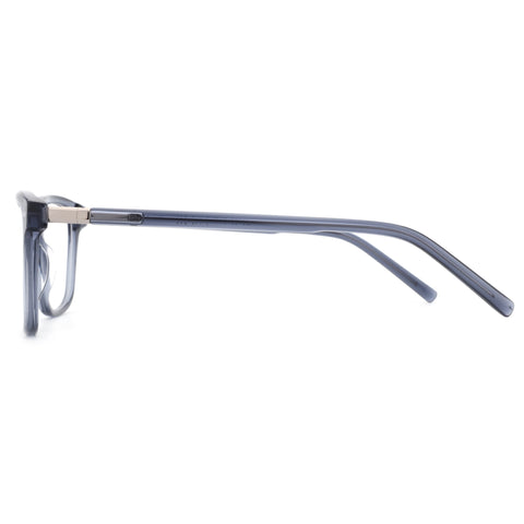 ZENOTTIC Dennis square eyeglasses with a smoky grey acetate frame, shown in side profile.